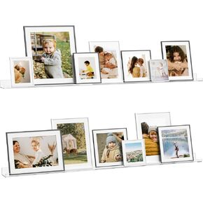 HBlife 36 Inches Floating Shelves Wall Mounted Clear Acrylic Shelves for Figures, Invisible Floating Bookshelf for Kids and Nursery, 2 Pack (5MM Thick)