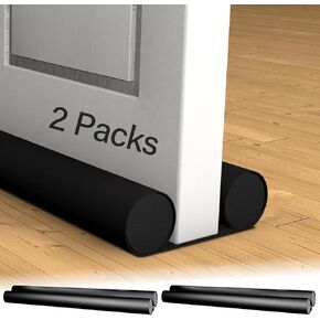Large Door Draft Stopper for Bottom of Doors 36 Inch Door Sweep Weather Stripping Noise Blocker Under Door Draft Noise Black Stoppers Adjustable Twin Door Sweep Draft Seal Window Sealer
