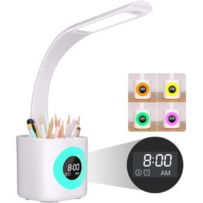 Hokone Desk Lamps for Home Office, 31.5" Wide Architect Desk Lamp with Clamp, Tall Office Lamp Dimmable, Black Desk Light with Timer, Bright Gooseneck Lamp for Workbench/Desktop