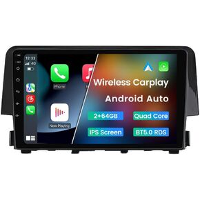 Android 12 Car Stereo for Honda Civic 2016 2017 2018 2019 2020 2021, 9 Inch Car Radio Octa Core Wireless Wired Car-Play Android Auto GPS Navi IPS FM AM RDS DSP Head Unit 2G RAM 32G ROM