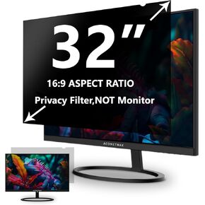 32 Inch Privacy Screen Filter for Computer Widescreen 16:9 Monitor - Privacy Shield - Anti-Glare - Blue Light Blocking Screen Protector