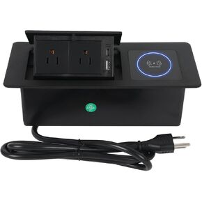 Table Pop up Power Strip Box Desktop Pop Up Outlet Recessed Multimedia Strip Socket Conference Table Power Hub Hidden Table Connection Box with Outlet Network HDMI for Office Desk (Black-D) in Saudi Arabia
