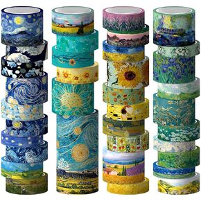 Washi Tape Set 30 Rolls - Colored Decorative Tape, Adhesive Art Tapes for Journaling, Scrapbooking Supplies, DIY Crafts, Junk Journal, School Supplies, Pink Purple Washi Tpae