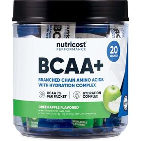 Nutricost BCAA + نكهة الفاكهة المرطبة (20 عبوة) - أحماض أمينية متفرعة السلسلة مع مركب ترطيب - خالية من الغلوتين وغير معدلة وراثيًا