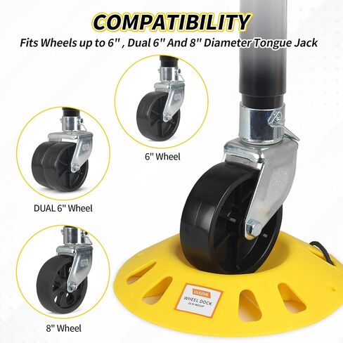 Trailer Jack Wheel Dock, Tongue Jack Wheel Chock for Trailer Boat Camper RV, Caster Stopper for Single 6'' 8'' and Dual 6'' in Saudi Arabia