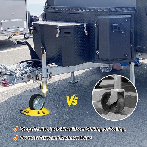 Trailer Jack Wheel Dock, Tongue Jack Wheel Chock for Trailer Boat Camper RV, Caster Stopper for Single 6'' 8'' and Dual 6'' in Saudi Arabia