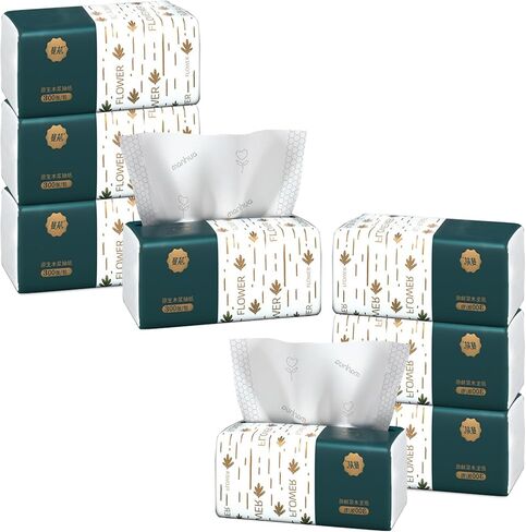 Pack of 4, Small Facial Tissue, Toilet Paper, Bag Cover, Disposable Napkin, Material Wood Pulp Fiber NOT COTTON, White Facial Paper, 4-Ply, 400 Sheets per Pack in Saudi Arabia