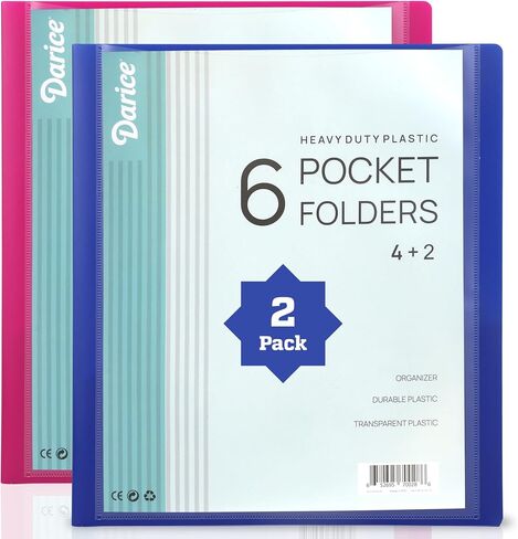 2 Pack 10 Pocket Folder - Double-Sided Multi Pocket Folder - Letter Size Paper Organizer for Office School - Pink & Blue in Saudi Arabia