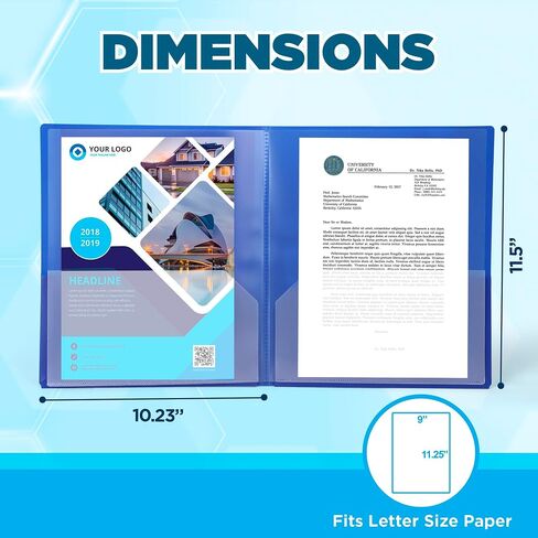 2 Pack 10 Pocket Folder - Double-Sided Multi Pocket Folder - Letter Size Paper Organizer for Office School - Pink & Blue in Saudi Arabia
