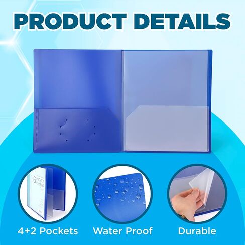 2 Pack 10 Pocket Folder - Double-Sided Multi Pocket Folder - Letter Size Paper Organizer for Office School - Pink & Blue in Saudi Arabia