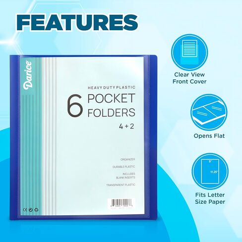 2 Pack 10 Pocket Folder - Double-Sided Multi Pocket Folder - Letter Size Paper Organizer for Office School - Pink & Blue in Saudi Arabia