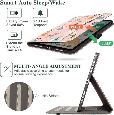 حافظة iPad Air 11 بوصة، حافظة iPad Air الجيل الخامس/الرابع، حافظة iPad Pro 11 بوصة الجيل الرابع/الثالث/الثاني/الأول، غطاء واقٍ يدور 360 درجة، حامل أقلام، خفيف الوزن، زهور سوداء in Kuwait