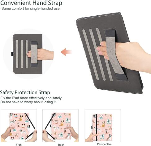 حافظة iPad Air 11 بوصة، حافظة iPad Air الجيل الخامس/الرابع، حافظة iPad Pro 11 بوصة الجيل الرابع/الثالث/الثاني/الأول، غطاء واقٍ يدور 360 درجة، حامل أقلام، خفيف الوزن، زهور سوداء in Kuwait