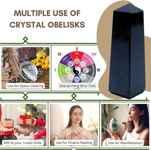 Natural Amethyst Crystal Tower - Handwork Obelisk Tower Promotes Energy & Good Health - Polished Stone Perfect for Reiki Healing - Ideal Gift for Crystal Collectors - 4 Corner (3" to 4") in Kuwait