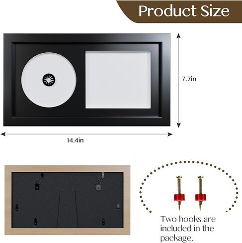 7.5"x14" CD Display Frame for CD Cases and Discs, Wooden Frame with Black Flocked Fabric, Signed CD Display Frame Case, Record Album Display Wall Mount, CD Music Frame, Home Decor in Kuwait