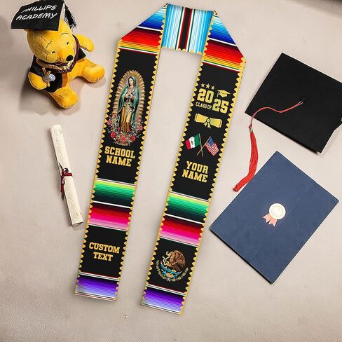 MDPrints Mexican Graduation Sash 2024, 72" Virgin of Guadalupe Graduation Stole, Class of 2024 Graduation Gift in Saudi Arabia