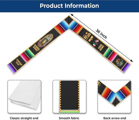 MDPrints Mexican Graduation Sash 2024, 72" Virgin of Guadalupe Graduation Stole, Class of 2024 Graduation Gift in Saudi Arabia