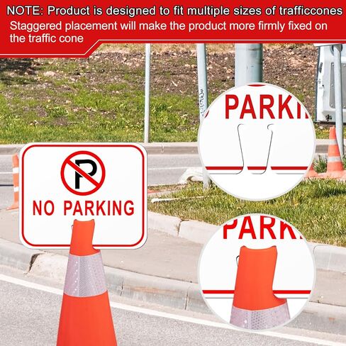 6 قطع من Geetery لا توجد علامات وقوف السيارات، علامة مخروطية المرور، 12.6 × 10.43 بوصة، علامة تحذير علوية مخروطية مرورية بلاستيكية لحاجز الطريق، بناء خارجي مقاوم للماء in Kuwait