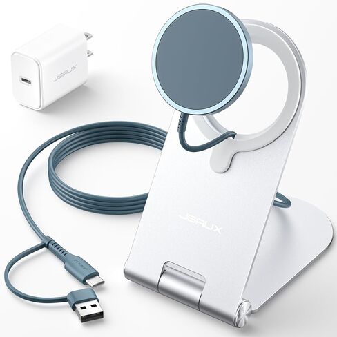 شاحن لاسلكي مغناطيسي JSAUX متوافق مع شاحن MagSafe/iPhone 16/16 Pro/16 Plus/16 Pro Max/iPhone 15 Pro Max Plus/iPhone 14 13 12 Series، لوحة شحن لاسلكية آمنة Mag، شاحن Mag (أزرق) in Kuwait