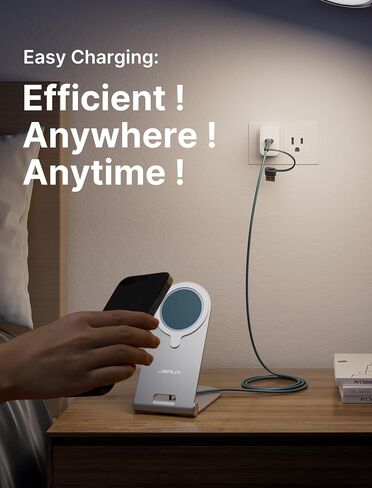 شاحن لاسلكي مغناطيسي JSAUX متوافق مع شاحن MagSafe/iPhone 16/16 Pro/16 Plus/16 Pro Max/iPhone 15 Pro Max Plus/iPhone 14 13 12 Series، لوحة شحن لاسلكية آمنة Mag، شاحن Mag (أزرق) in Kuwait