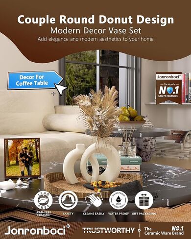 Matte Ceramic Blue Vase Set of 2 - Snuggle Hollow Navy Blue Decor for Living Room, Vases Home Decor for Coffee Table Sofa Table Entrance Shelf or Console Fireplace Mantel Decor (Matte Navy Blue) in Kuwait