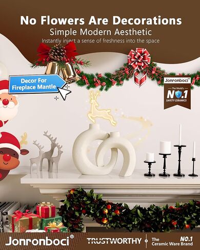 Matte Ceramic Blue Vase Set of 2 - Snuggle Hollow Navy Blue Decor for Living Room, Vases Home Decor for Coffee Table Sofa Table Entrance Shelf or Console Fireplace Mantel Decor (Matte Navy Blue) in Kuwait