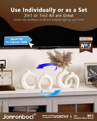 Matte Ceramic Blue Vase Set of 2 - Snuggle Hollow Navy Blue Decor for Living Room, Vases Home Decor for Coffee Table Sofa Table Entrance Shelf or Console Fireplace Mantel Decor (Matte Navy Blue) in Kuwait