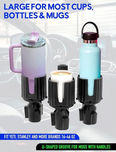 Detachable Dual Cup Holder for Car with Food Tray Table,360°Rotating Car Cup Holder Expander with Phone Slot,Large Extra Car Cup Holder Insert for Stanley Yeti Hydro Flask, RV Car Road Trip Essentials in Saudi Arabia