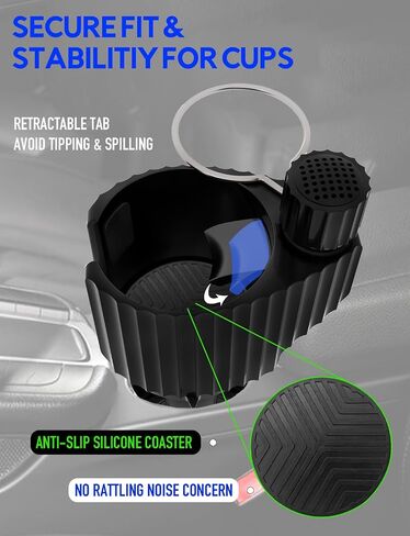 Detachable Dual Cup Holder for Car with Food Tray Table,360°Rotating Car Cup Holder Expander with Phone Slot,Large Extra Car Cup Holder Insert for Stanley Yeti Hydro Flask, RV Car Road Trip Essentials in Saudi Arabia