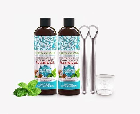 Coconut Mint Pulling Oil Mouthwash, 237ml Natural Teeth Whitening, Ayurvedic Daily Swish for Oral Health Alcohol & Fluoride Free, Healthy Gums, Fresh Breath, Solution for Bad Breath (One Pack) in Saudi Arabia