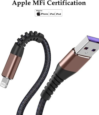[عبوة مكونة من قطعتين معتمدتين من Apple] شاحن iPhone بطول 6 أقدام، كابل لايتنينج بطول 6 أقدام، كابلات شحن سريعة لهاتف Apple iPhone 12/11/11Pro/11Max/ X/XS/XR/XS Max/8/7/6/5S/SE/iPad ميني اير (أزرق) in Saudi Arabia