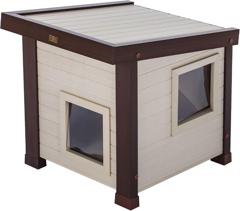ECOFLEX Albany Extra Large Outdoor Feral Cat House for Multiple Cats with Quick & Easy Assembly, 2 Vinyl Door Flaps Included, Moisture and Odor Resistant in Saudi Arabia