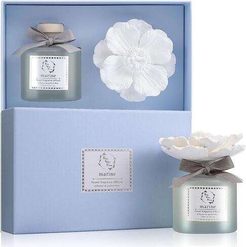 Pretty Valley Home Ceramic Diffuser Flower 120ml Gift Box - Marine Scent in Saudi Arabia