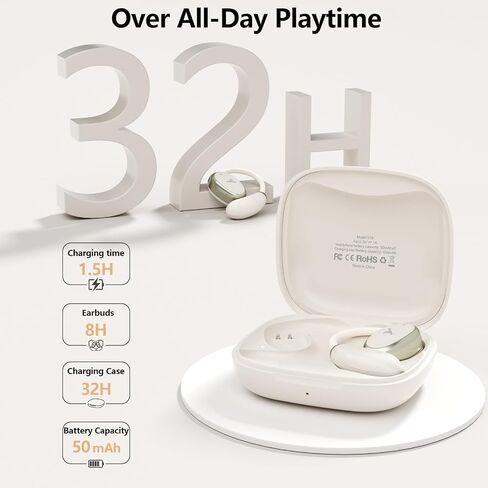 Open Ear Earbuds True Wireless Earbuds,Up to 32H Playtime,Bluetooth 5.4,Open ear headphones Ultra Comfort,Ergonomic Ear Hook,Touch Control,IPX4 Waterproof,15*11mm Oval-shaped Speakers,Over Ear Earbuds in Saudi Arabia