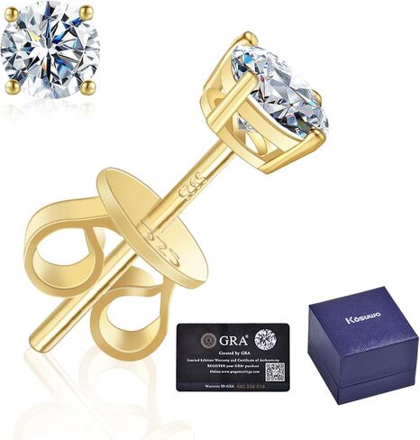 Moissanite Stud Earrings 2.0CT D Color,GRA 925 Sterling Silver Earrings for Men 18K White Gold Plating Earrings for Women,wedding earrings in Kuwait