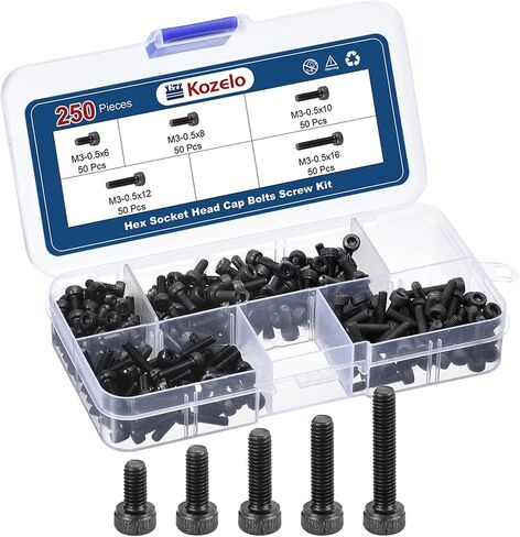50pcs M6 Socket Head Cap Screws Bolts Nuts Assortment Kit - [M6x20/25/30/35/40mm] Alloy Steel Fully Threaded Black Oxide 12.9 Internal Hex Screw for 3D Printer Use in Saudi Arabia