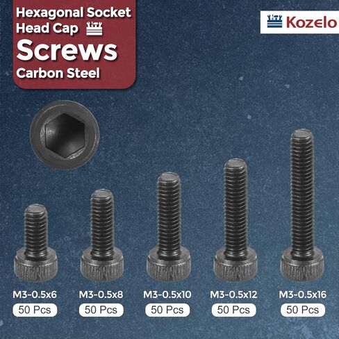 50pcs M6 Socket Head Cap Screws Bolts Nuts Assortment Kit - [M6x20/25/30/35/40mm] Alloy Steel Fully Threaded Black Oxide 12.9 Internal Hex Screw for 3D Printer Use in Saudi Arabia