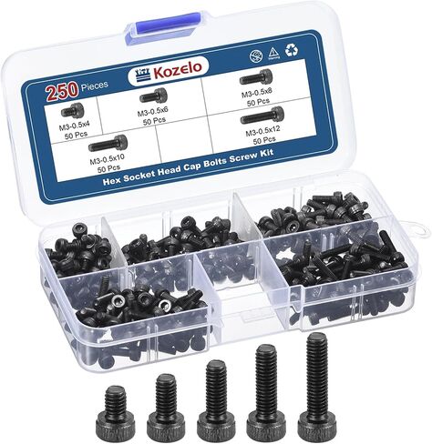 50pcs M6 Socket Head Cap Screws Bolts Nuts Assortment Kit - [M6x20/25/30/35/40mm] Alloy Steel Fully Threaded Black Oxide 12.9 Internal Hex Screw for 3D Printer Use in Saudi Arabia