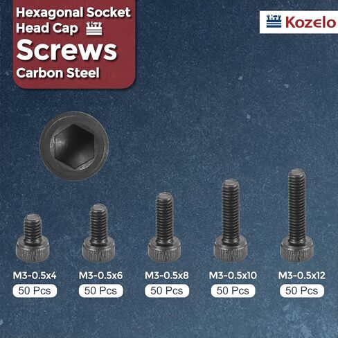 50pcs M6 Socket Head Cap Screws Bolts Nuts Assortment Kit - [M6x20/25/30/35/40mm] Alloy Steel Fully Threaded Black Oxide 12.9 Internal Hex Screw for 3D Printer Use in Saudi Arabia