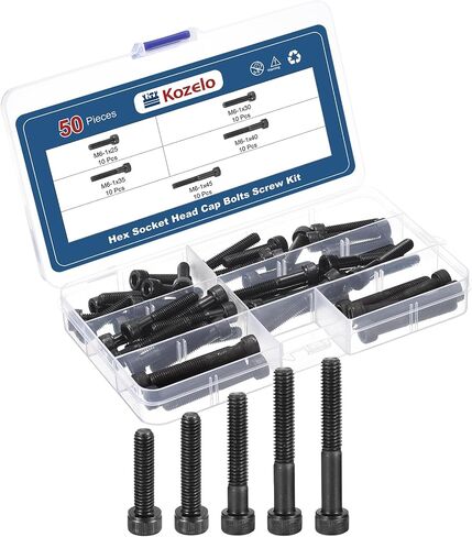 50pcs M6 Socket Head Cap Screws Bolts Nuts Assortment Kit - [M6x20/25/30/35/40mm] Alloy Steel Fully Threaded Black Oxide 12.9 Internal Hex Screw for 3D Printer Use in Saudi Arabia