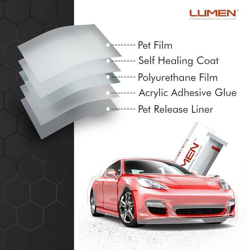 Lumen Clear Vinyl Wrap Paint Protection Film (PPF) For Cars | 60" x 50' | Top Coated Clear Vinyl Hybrid Protective Film For Cars | Scratch & Stain Resistant, Self-Healing, UV Protection, Universal Fit in Saudi Arabia
