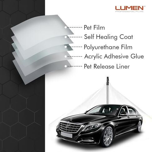 Lumen Clear Vinyl Wrap Paint Protection Film (PPF) For Cars | 60" x 50' | Top Coated Clear Vinyl Hybrid Protective Film For Cars | Scratch & Stain Resistant, Self-Healing, UV Protection, Universal Fit in Saudi Arabia