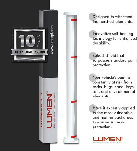 Lumen Clear Vinyl Wrap Paint Protection Film (PPF) For Cars | 60" x 50' | Top Coated Clear Vinyl Hybrid Protective Film For Cars | Scratch & Stain Resistant, Self-Healing, UV Protection, Universal Fit in Saudi Arabia