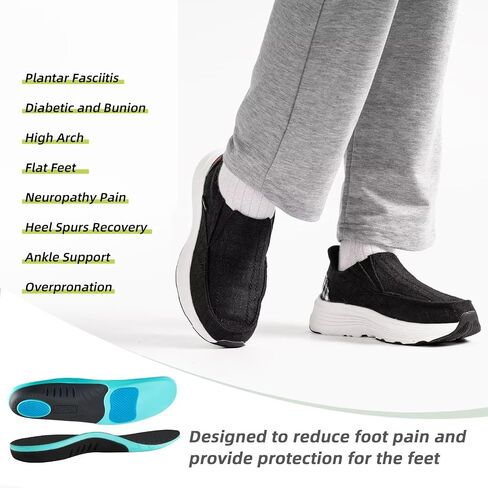 أحذية OrthoComfoot لتقويم العظام خالية من الانزلاق للنساء، أحذية مشي مريحة لتقويم العظام مع دعم قوس لالتهاب اللفافة الأخمصية، أحذية بدون كعب سميكة من القماش لتخفيف آلام القدم والكعب in Saudi Arabia