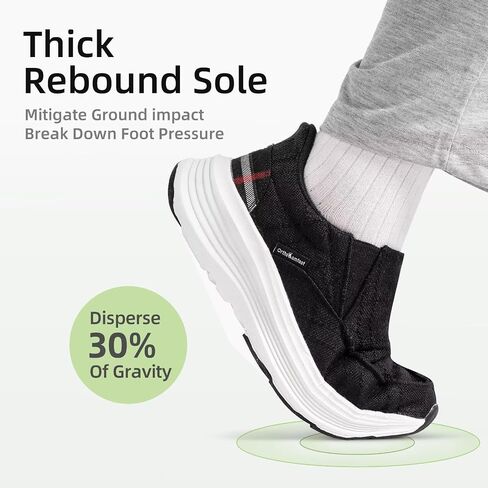 أحذية OrthoComfoot لتقويم العظام خالية من الانزلاق للنساء، أحذية مشي مريحة لتقويم العظام مع دعم قوس لالتهاب اللفافة الأخمصية، أحذية بدون كعب سميكة من القماش لتخفيف آلام القدم والكعب in Saudi Arabia