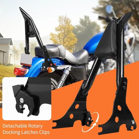 AUFER Motorcycle Detachable Rear Passenger Backrest Sissy bar With Luggage Rack And Rotary Docking Latches Clips Compatible With For 2004-2023 Sportster XL 883 1200 in Kuwait