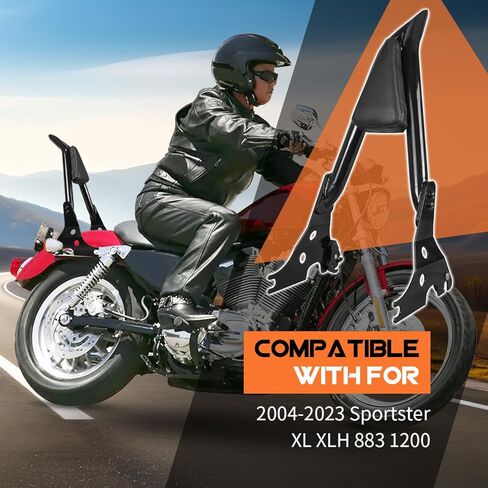 AUFER Motorcycle Detachable Rear Passenger Backrest Sissy bar With Luggage Rack And Rotary Docking Latches Clips Compatible With For 2004-2023 Sportster XL 883 1200 in Kuwait