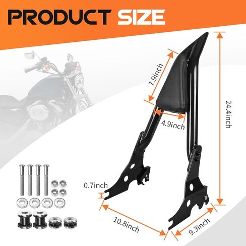 AUFER Motorcycle Detachable Rear Passenger Backrest Sissy bar With Luggage Rack And Rotary Docking Latches Clips Compatible With For 2004-2023 Sportster XL 883 1200 in Kuwait