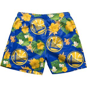FOCO Men's NBA Team Logo Floral Hawaiian Swim Suit Trunks