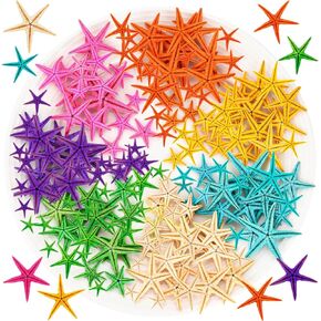 100 قطعة من نجم البحر الصغير من ZAUGONTW، 7 ألوان نجم البحر الصغير المسطح، ديكور ملون DIY نجم البحر الصغير صدف البحر هدية لحفلات الزفاف على الشاطئ in Kuwait